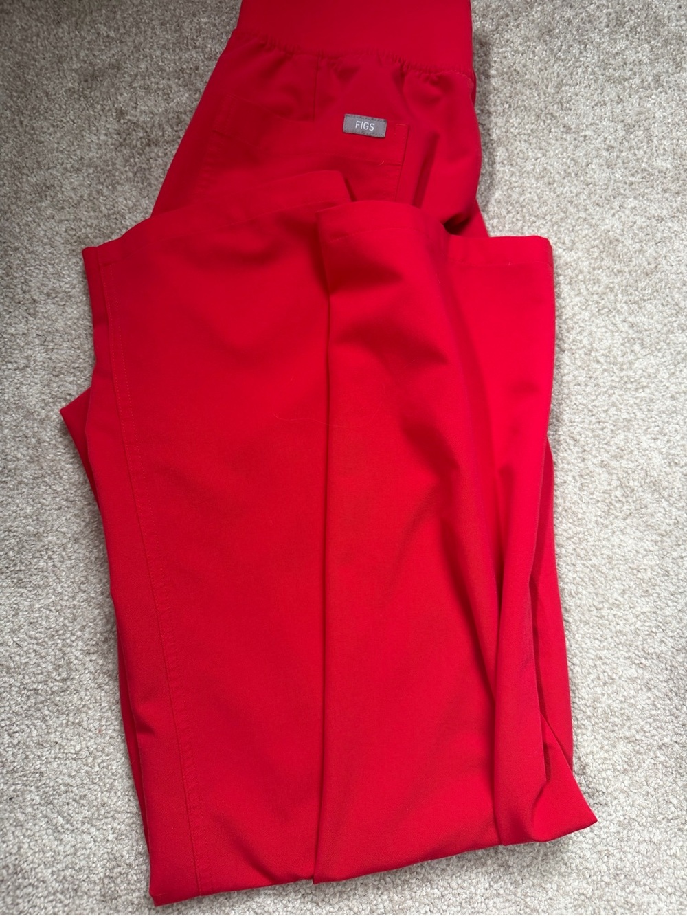 FIGS Vibrant Red Scrub Pants with Logo Tab